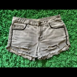 Free People Charcoal Denim Shorts
